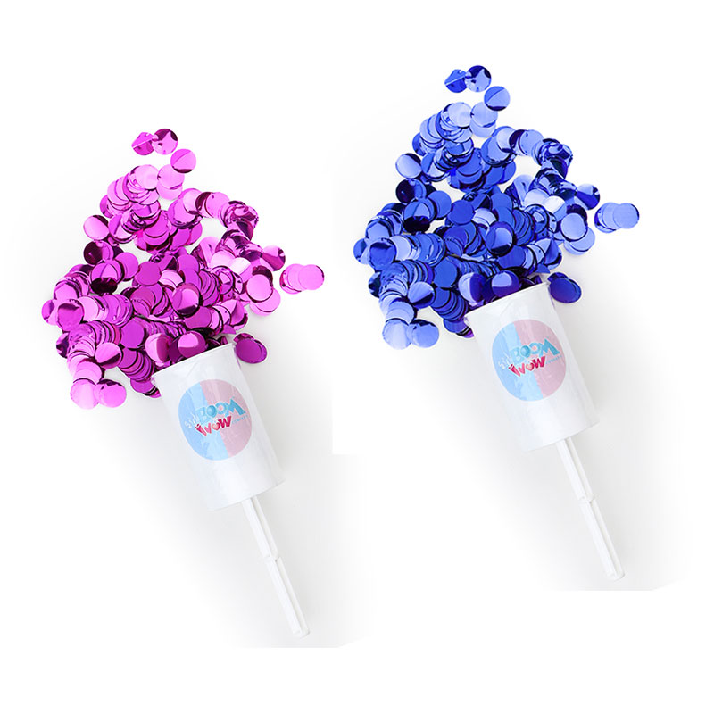 Gender Reveal Pink Blue Metallic Push Pop Confetti