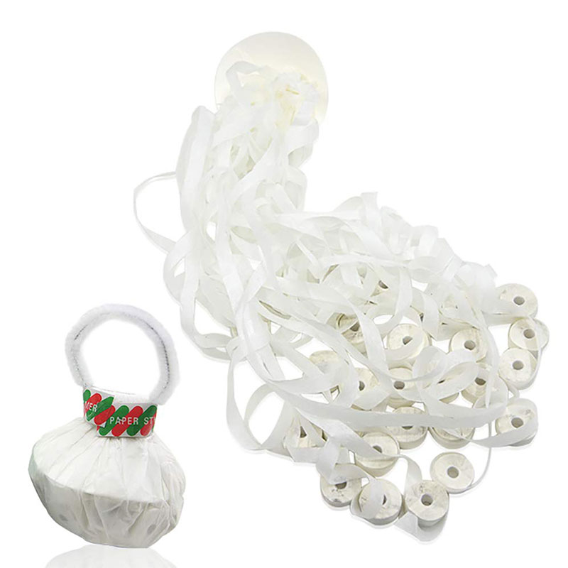 Boomwow 6m No Mess Paper Party Streamers with Handle-White