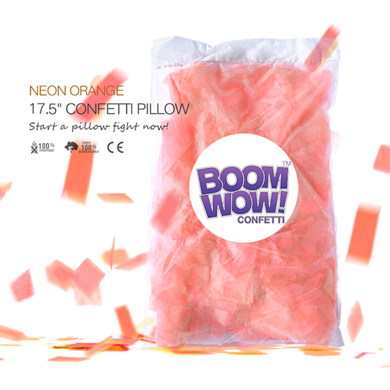 Neon Orange Slips Confetti Pillow