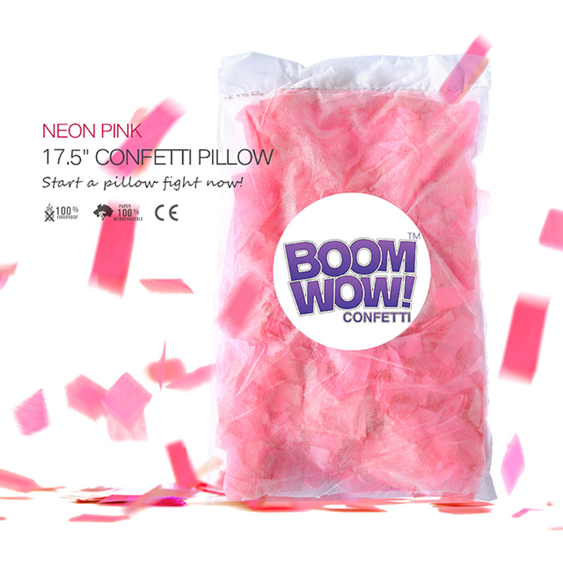 Neon Pink Slips Confetti Pillow