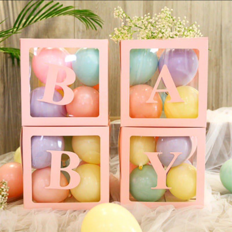 Wholesale party decorations neutral clear macaron letter gift balloons set baby shower transparent balloons surprise box
