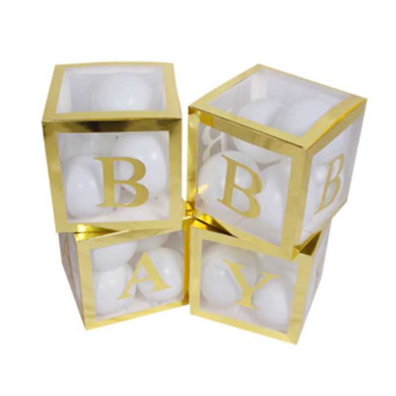 Hot sale color macaron balloon baby shower letter transparent stuffing balloon boxes for baby shower