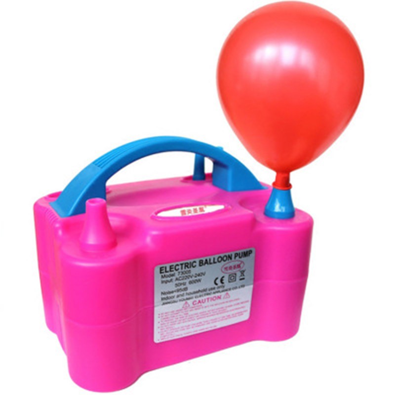 High quality plastic double hole balloon pump hand electric inflator machine portable pink electric air balloon blower pump